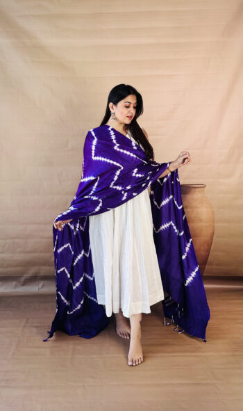 Royal Blue Shibori Modal Silk Dupatta