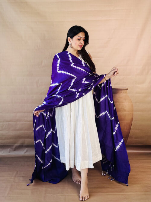 Royal Blue Shibori Modal Silk Dupatta