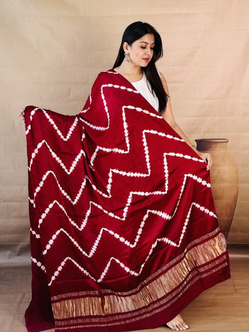Rich Maroon Shibori Modal Silk Dupatta