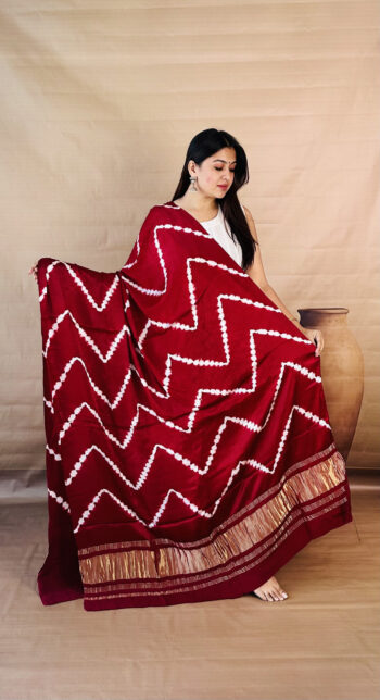 Rich Maroon Shibori Modal Silk Dupatta