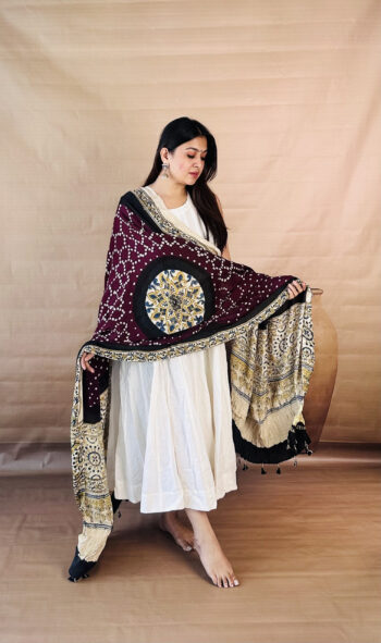 Mulberry Modal Silk Shibori Dupatta