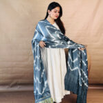 Ash Blue Lagdi Patta Shibori Modal Silk Dupatta