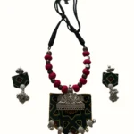 Tribal Green Textile Jewelry Set