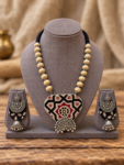 Boho Textile Necklace and Earrings Set-1