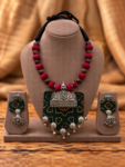 Tribal Green Textile Jewelry Set