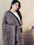 Handmade Black and Red Ajrakh Modal Silk Dupatta with Traditional Boota Print