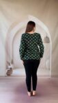 bottle-green-ajrakh-cotton-short-kurti-lotus-buti-1