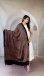 Brown Ajrakh modal silk dupatta with mini motif jaal and circle medallion palla